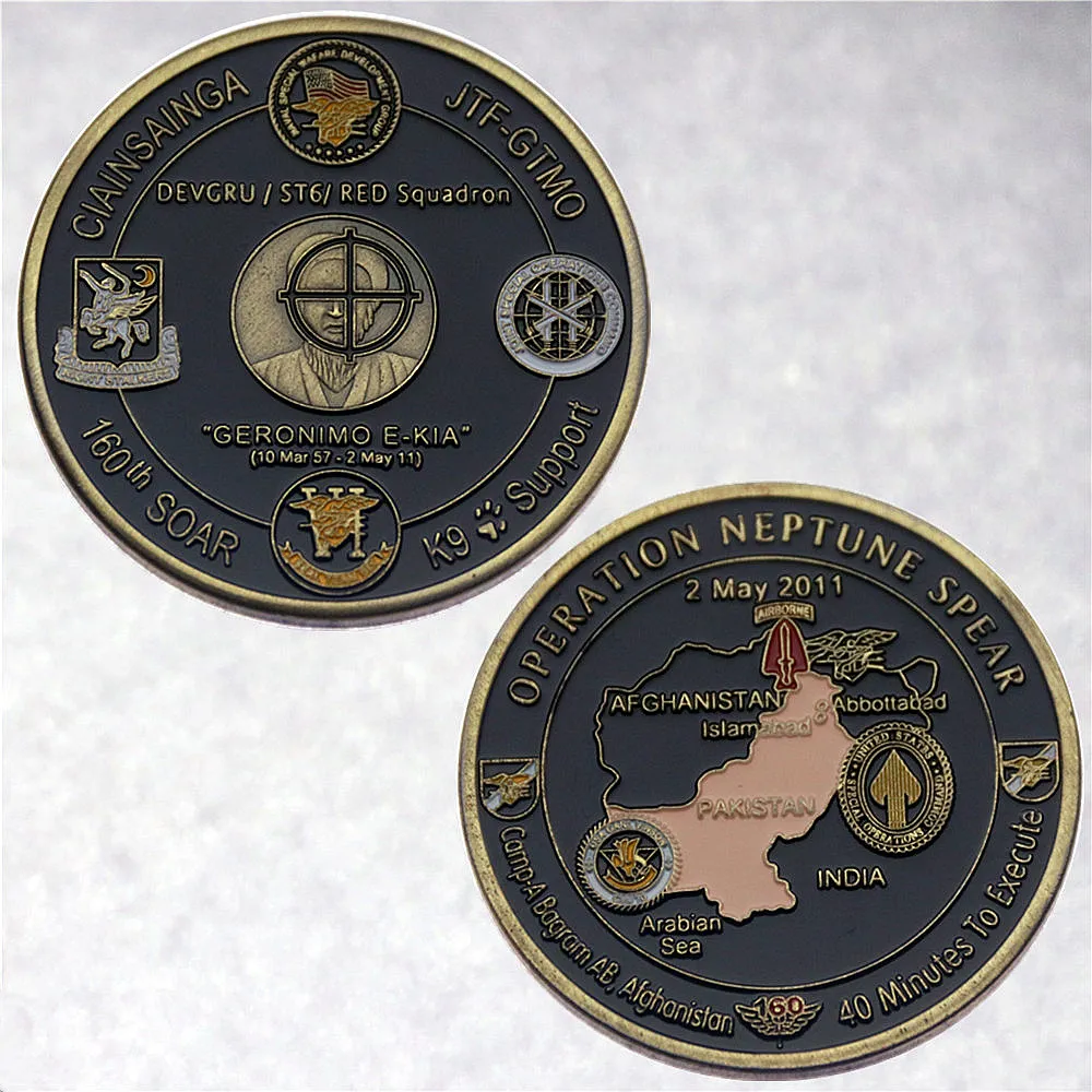 미국 작전 해왕성 스피어 160th Soar Seal Team 6 Navy Black Challenge Coin