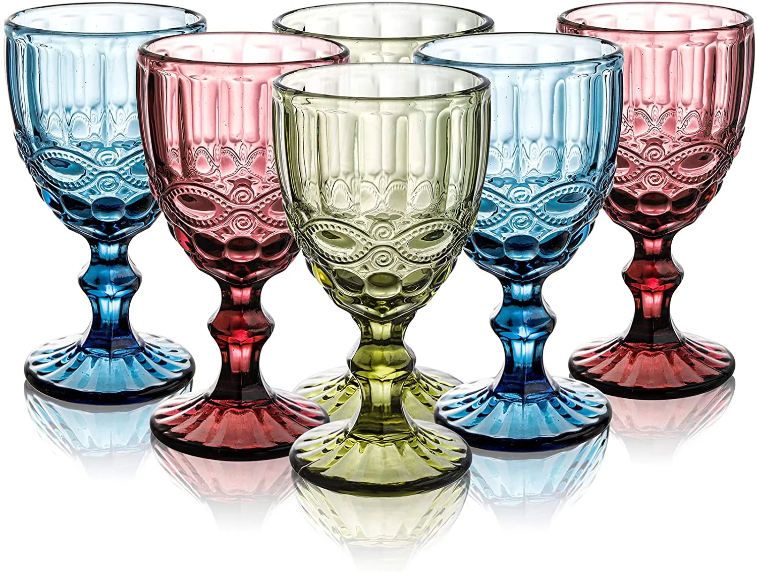 Set de Verres à Vin Cannes avec Pied Doré, 6 pcs