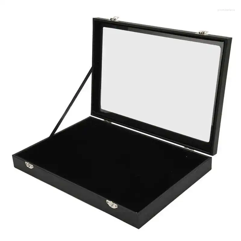 Jewelry Pouches Pin Collection Display Box Case Dustproof Glass Large Capacity Transparent For