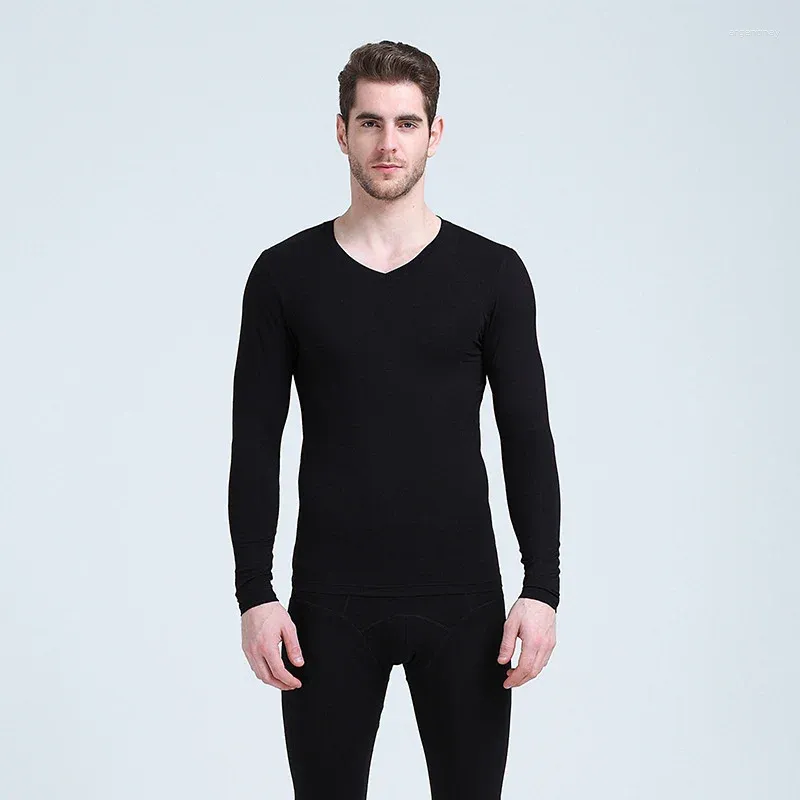 Men's Thermal Underwear 2023 Long Johns Men Modal Thin V Neck Elastic Body Shapers Asian Size XL To 6XL