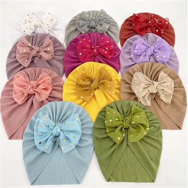 Turban à gros nœud papillon pour nouveau-né fille, chapeau doux et