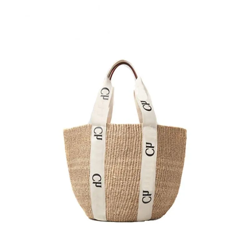 Woven straw bag woody beach shopping designer bags letters pattern white leather decoration sac luxe clutch elegant luxurys handbag simple style chic XB015 E23