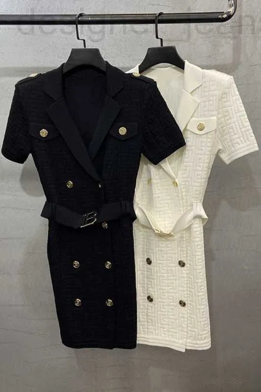 Temel gündelik elbiseler tasarımcısı 23 İlkbahar/Yaz Yeni Kadın Moda Fransız Niş İnce Takım Çifte Bravatalı Buz İpek Örme Kısa Kollu Elbise Th1L