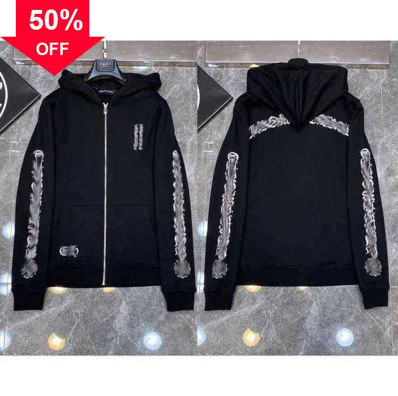 3A Classic Mens Zipper Ch Hoodies Designer Podkowy Sanskrit Cross Print Pullover Heart Bluzy Bluzy Swoy Luksus Kobieta Jacts Fatetfuy