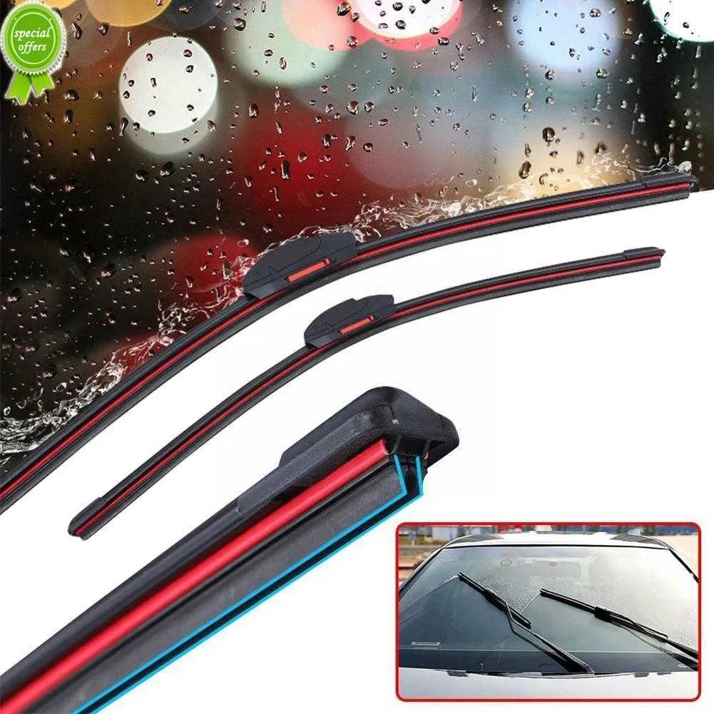 Neue Universal Auto Wischerblätter Frameless Bracketless Auto Doppel Zubehör Scheibenwischer Streifen Windschutzscheibe Gummi Soft Windschutzscheibe A0W2