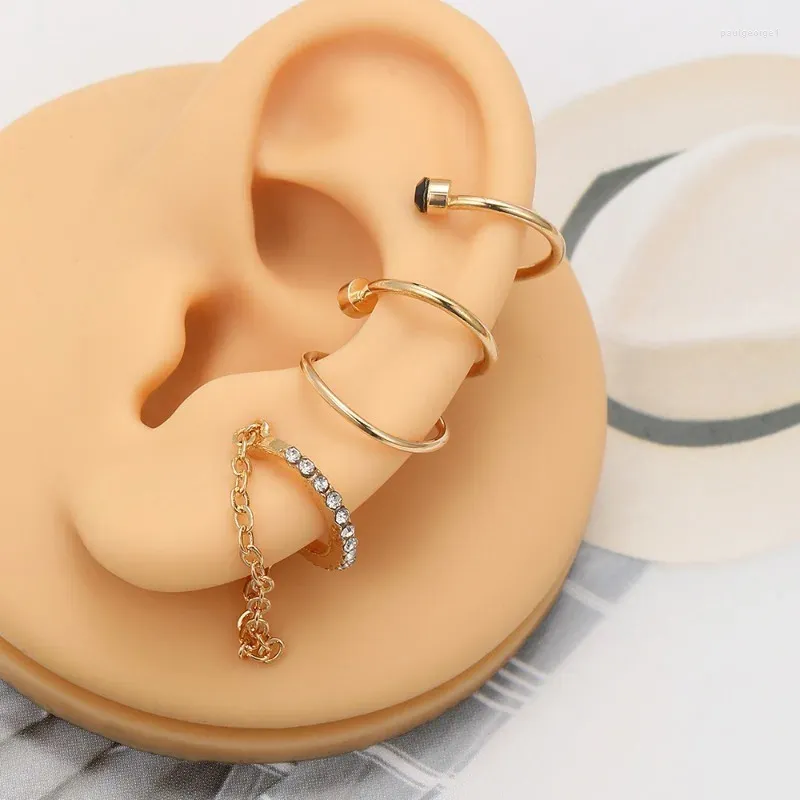 Hoop Earrings Vintage Gold Color C Shape For Women Girls Fashion Simple Fake Piercing Ear Clips Female 2023 Jewelry