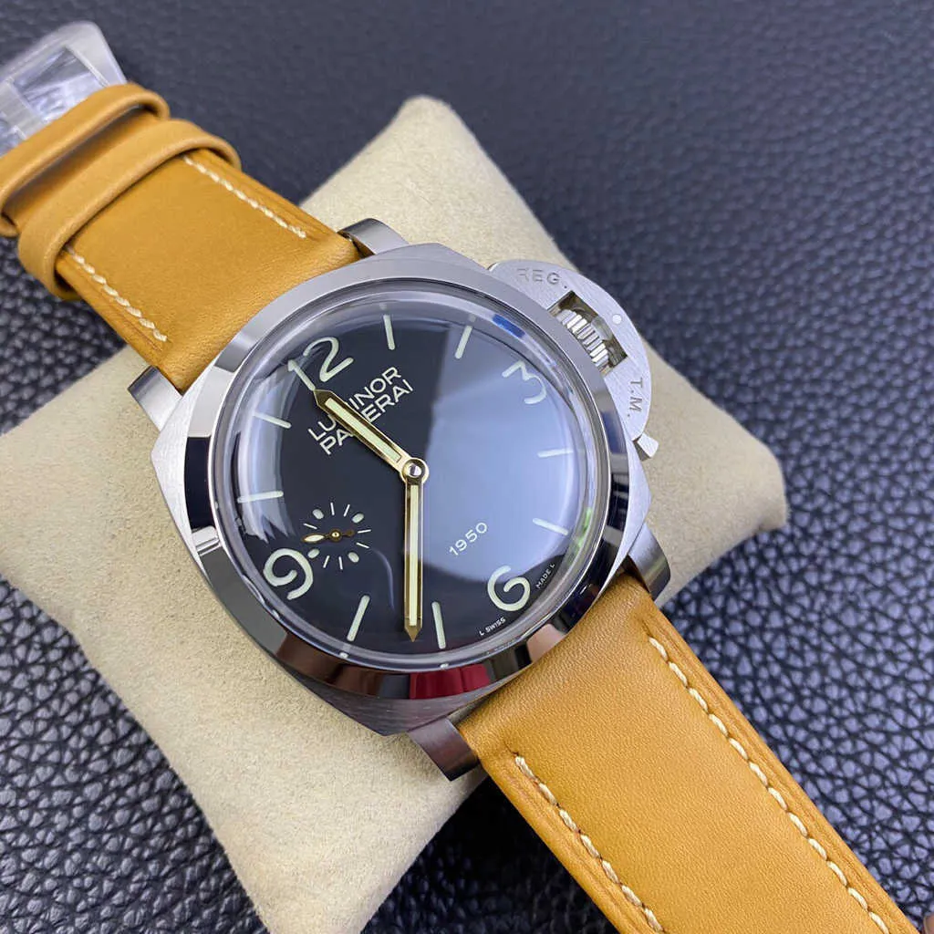 Paneraii Designer Size Mirror Factory Panerai Sapphire Automatisk rörelse Paneria Watch 47mm Cowhide Strap Vnmm