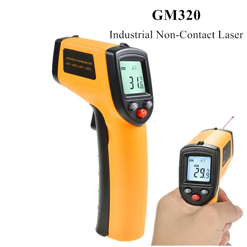 Vente en gros thermomètre laser sans contact gm320 thermomètre infrarouge compteur de température ir pyromètre industriel pistolet à pointe ZZ