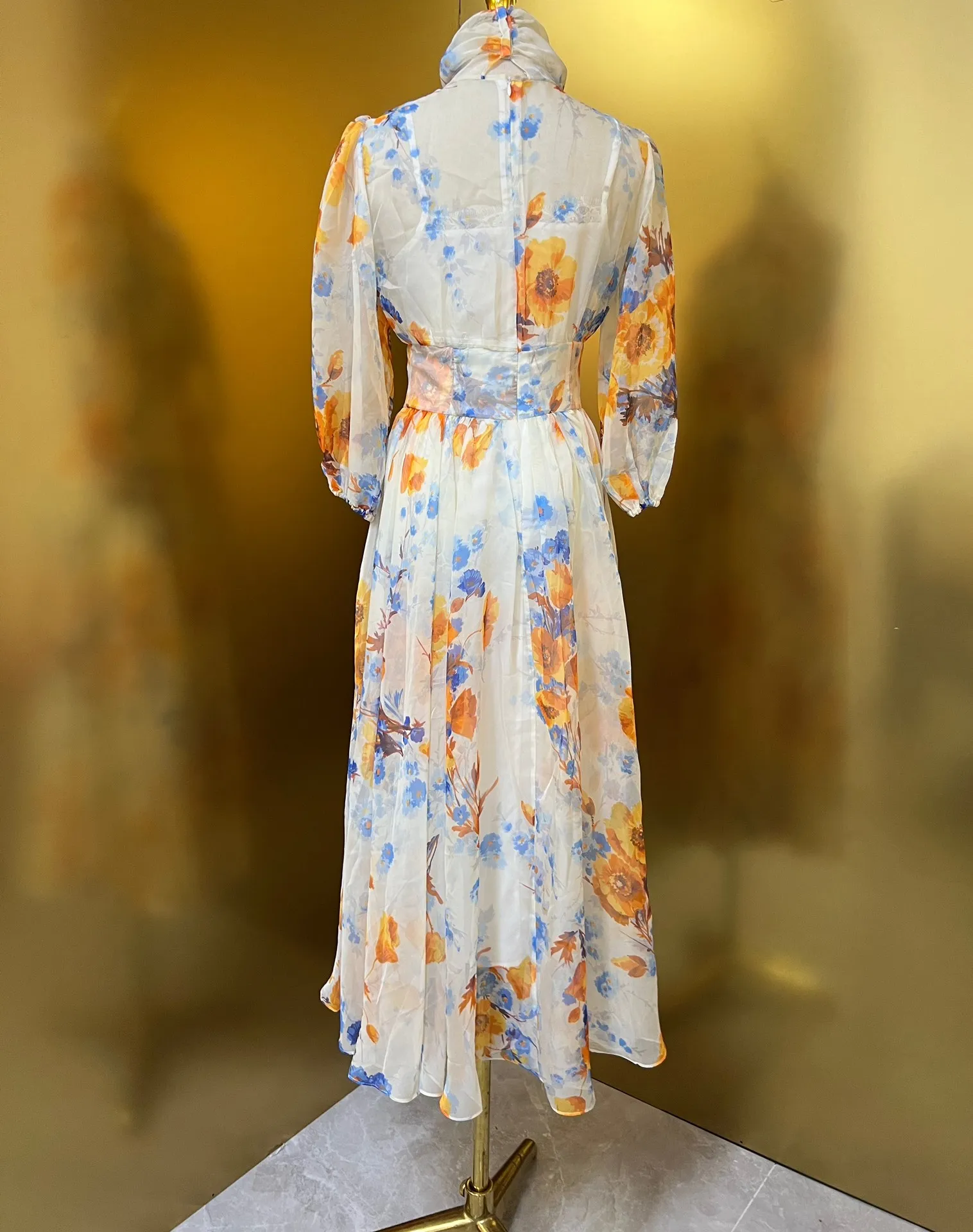 sachin and babi light blue dress 70s chiffon maxi dress main image 0