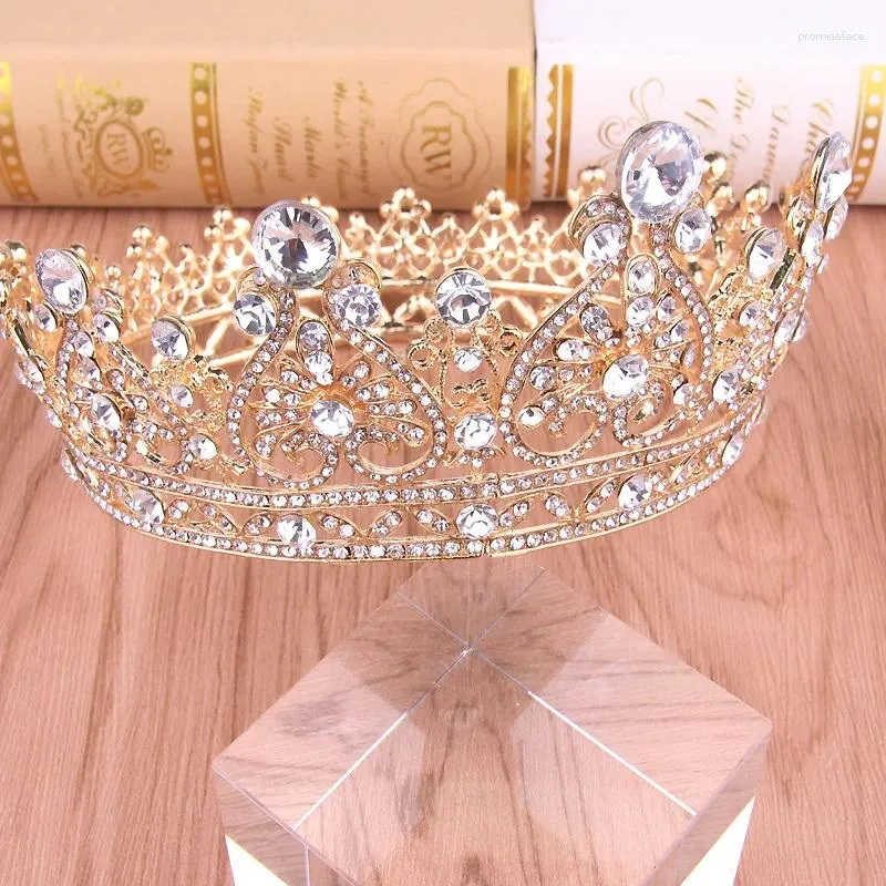 Hair Clips European American Bridal Jewelry Alloy Rhinestone Wedding Headdress Baroque Headband Round Crown