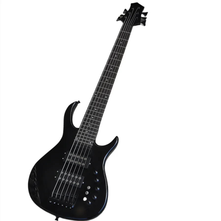 Guitare basse électrique noire 6 cordes avec micros HH Offre Logo/Couleur Personnaliser
