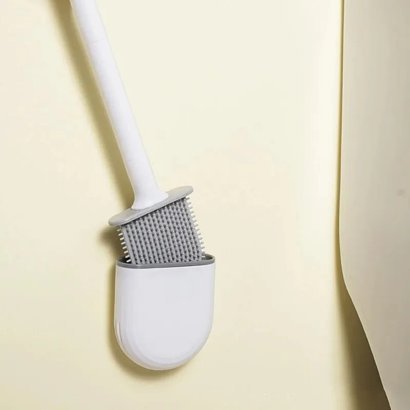 Rena borstar Andas toalettborste Vattenläckagesäker med bas Silikon Wc Platt huvud Flexibel mjuk borstborste med snabbtorkande hållare