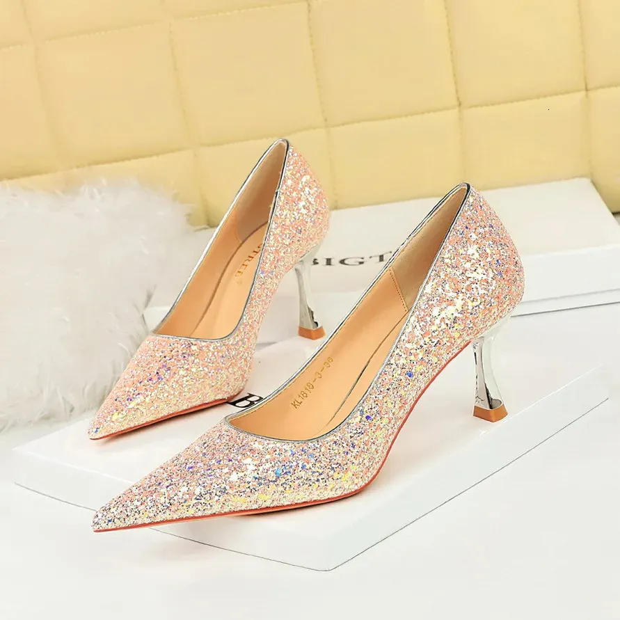 Women Pumps Fashion Shining Sequins Sexy High-heeled Shoes Personality  Shallow Pointed Toe High Heels Party Prom Single Shoes - AliExpress