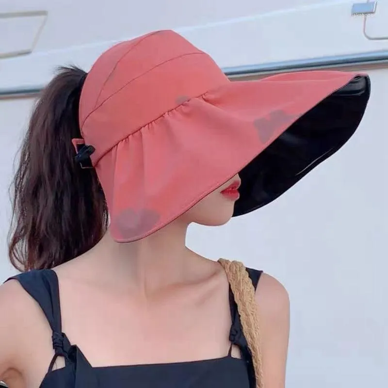 Visiere Frauen Anti-UV-Schmetterlingshut Faltbarer Sonnenhut mit breiter Krempe Strandhüte Stroh Chapeau Femme UV-Schutzkappe