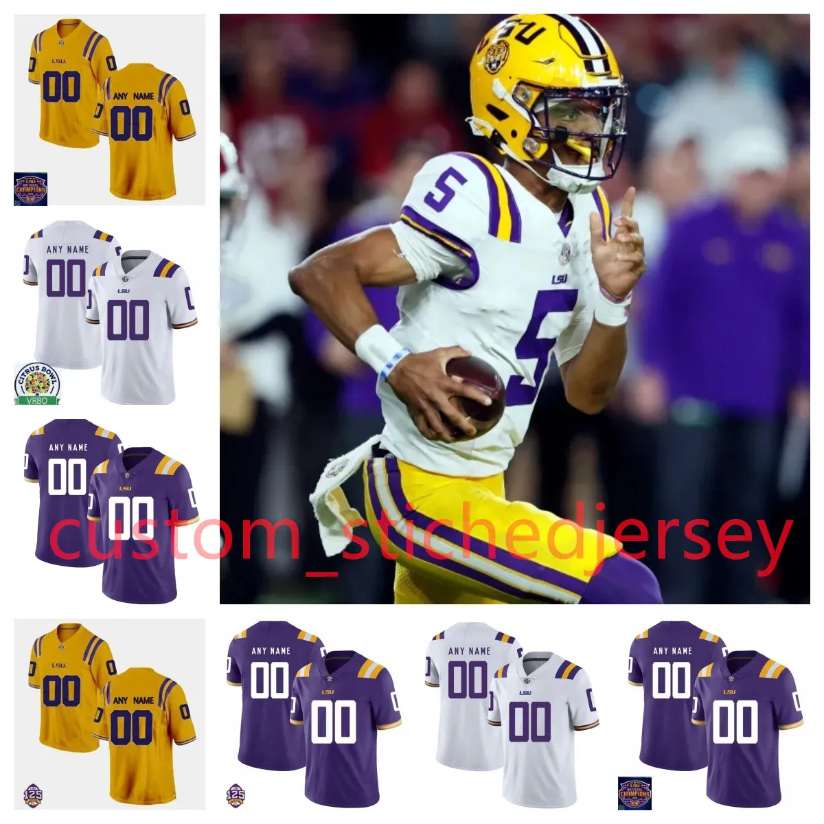 Мехи Винго LSU Tigers Футбольная майка Рики Коллинз Брайс Лэнгстон Денвер Харрис Тайджи Хилл Якобиан Гиллори Квенси Уиггинс Принстон Малбру Келлс Буш LSU