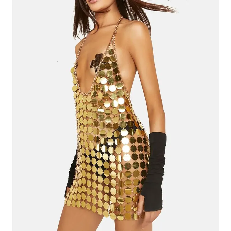 Womens Black Gold Chainmail Sequin Mini Dress with Halter Neck and Pullover Closure from Dhgate Basic & Casual Dresses - price 115.41 Womens Black Gold Chainmail Sequin Mini Dress with Halter Neck and Pullover Closure from Dhgate Basic & Casual Dresses - price 115.41