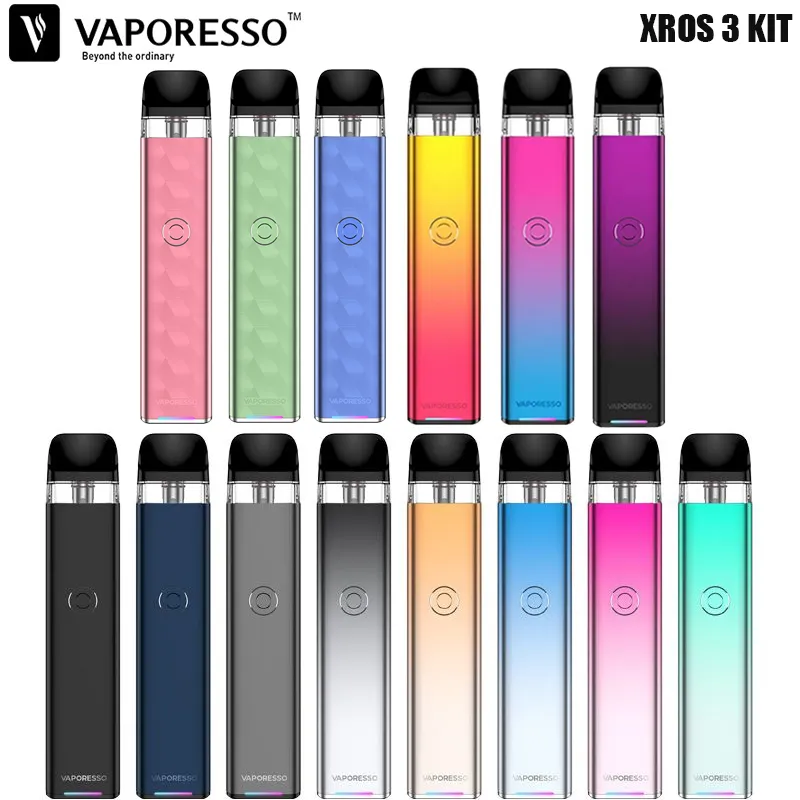 Vaporesso Xros 3 Kit 1000mahバッテリー2mlトップフィリングXros Pod Cartridge 0.6OHM Mesh Coil Electronic Taberette Mtl Vape Kit Authingic
