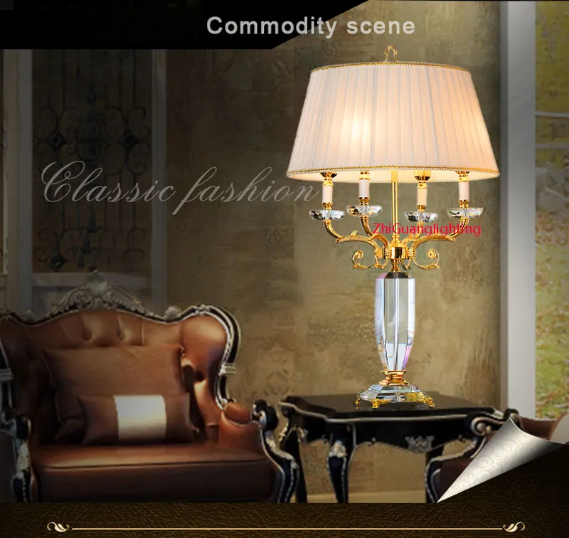 European Style Luxury Crystal Desk Lamp Living Room Lamp Bedroom B
