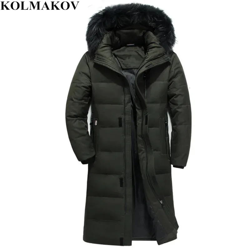 Erkekler Down Parkas Kolmakov Erkekler Ördek Down Down Down Winter Mens Kaz Big Tall Adam için Ceket X-Long Parkas S-6XL Çıkarılabilir Şapkalı Paltolar 231113