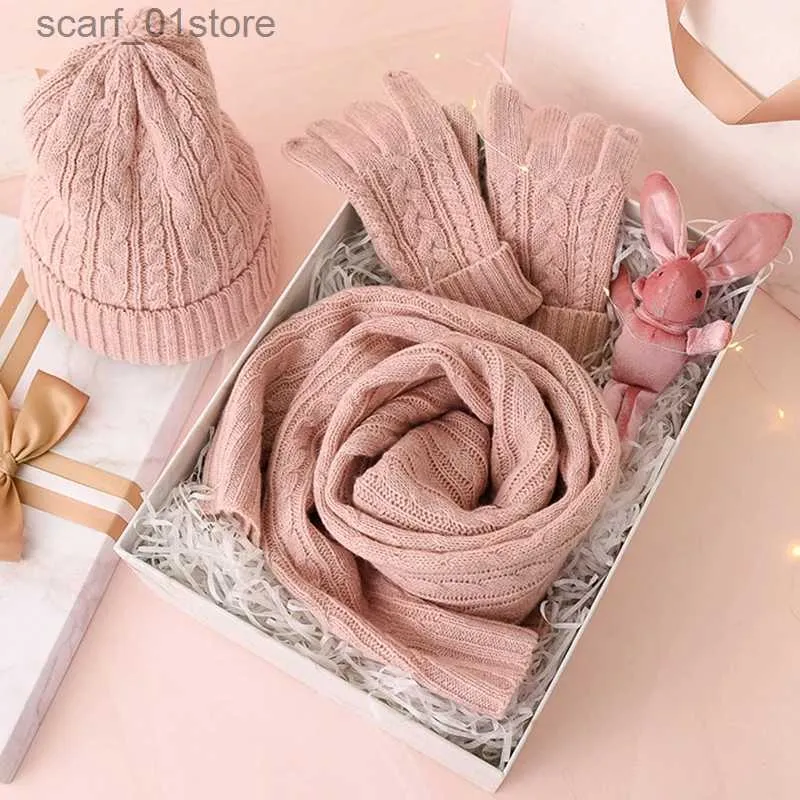 Hat And Scarf Gift Set Womens Winter Knit Set Wool Twist Beanie