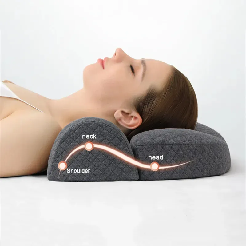 Almofada de espuma de memória ortopédica almofada cervical ergonomia massagem dormir alívio da dor no pescoço recuperação lenta cama 231113