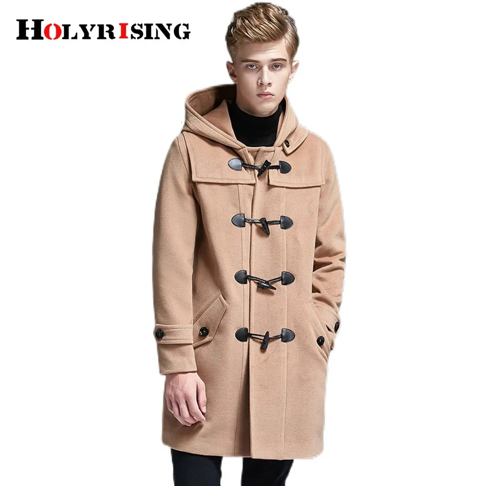 Men's Wool Blends S-6XL Autumn and Winter Cow Horn Buckle Woolen Coat Men's Thickened Cashmere Wool Coat Long Korean Windbreaker NZ163 231113