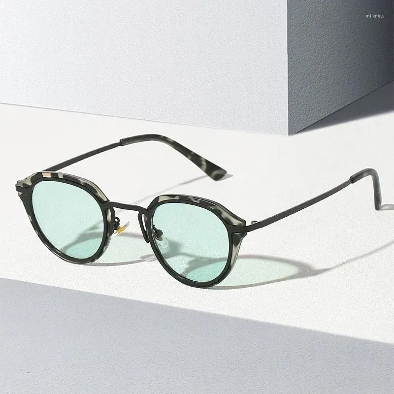 Солнцезащитные очки 2023, модные классические круглые женские персонализированные металлические ножки с дизайном в стиле ретро, мужские очки из океанской пленки для уличного вождения