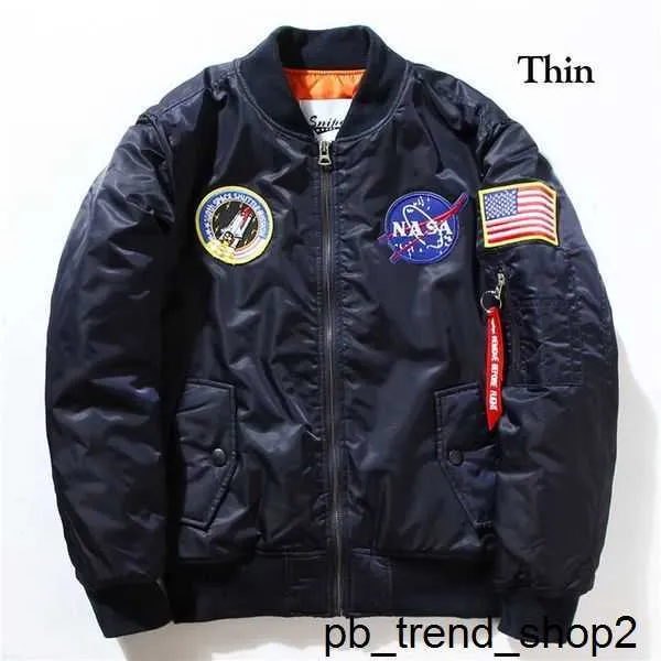 Nasa Jaquetas Fall-flight Pilot Jacket Casaco Preto Verde Bomber Ma1 Homens Nasa Bordado Casacos de Beisebol com Zíper M-xxl 5 D9KY