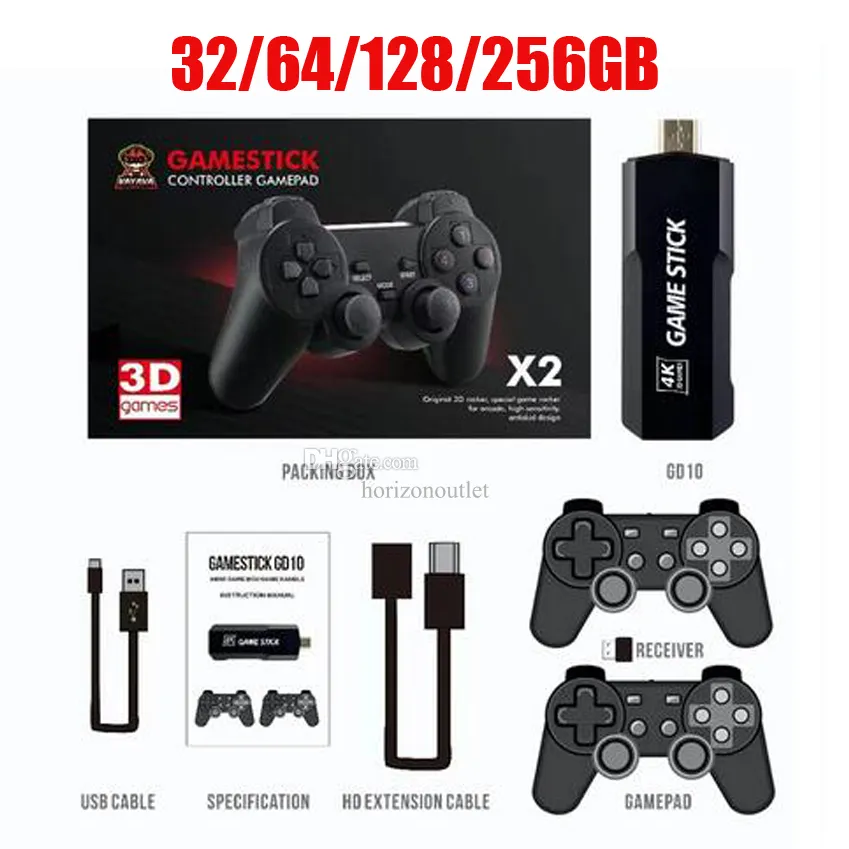 M9 HDMI Portable Video Game Console GD10 Беспроводной двойной контроллер 4K HD TV Retro Games 50 Emulators 256GB 128G 40000 64GB 30000 32G Games Stick для PS1 N64 DC Pro Pro