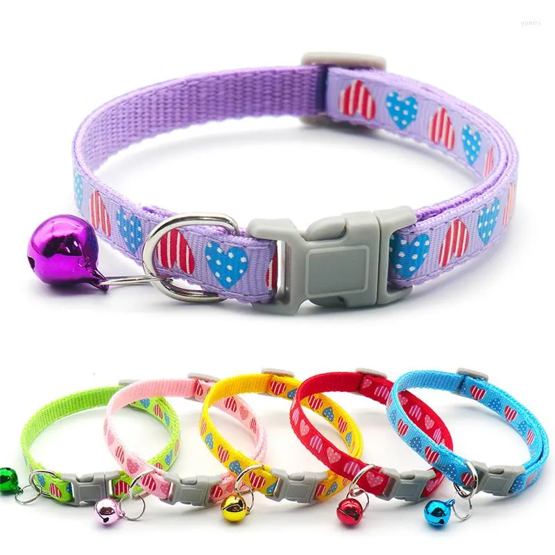 Collari per cani Cuori di cartone animato Collare per gatti Collare per gatti carino regolabile con campanello Guinzagli per animali domestici Accessori Fibbie sicure