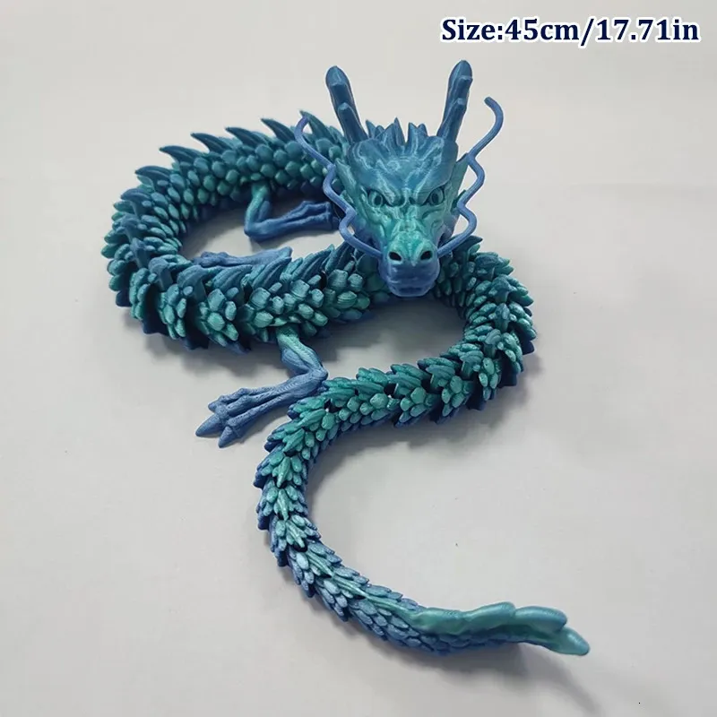 Dragon Articulé Imprimé En 3D – 35 Cm – PLA – Jouet Créatif Et Décoration D'Aquarium, Voiture Ou Intérieur