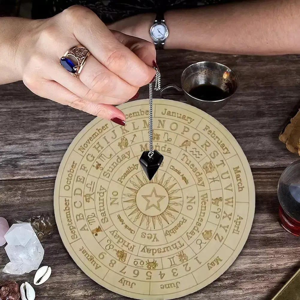 Planche à pendule en bois de 15/25cm, vente en gros, avec lune, étoile, Divination, guérison, méditation, énergie, plaque sculptée, ornements, autel métaphysique