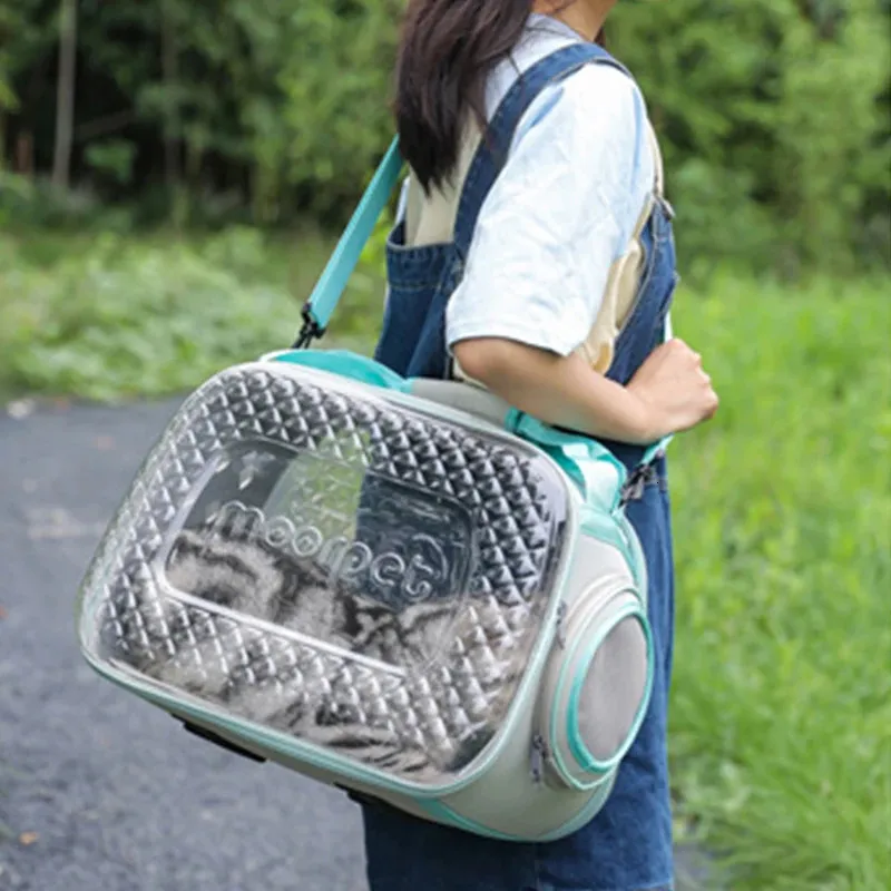 Hund Hochwertige faltbare Schulter tragbare Katze Reisen atmungsaktive Transport Raumkapsel transparente Haustiertasche 231110