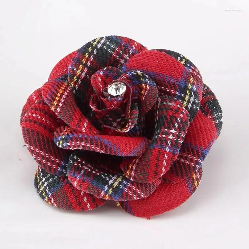 Brooches Women Dot Lattice Wool Handmade Camellia Flower Brooch Pin Bow Necktie Couple Set Cardigan Shirt Collar Ornament Hair Accessory