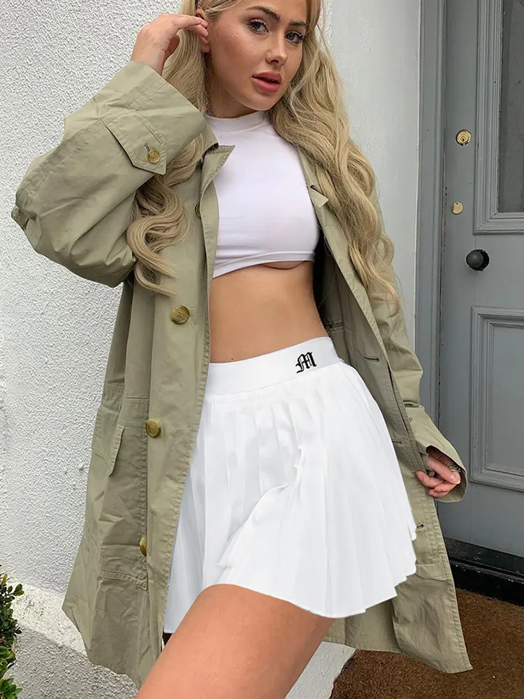 Summer Mini Skirts: High Waist Pleated Mini Skirt With