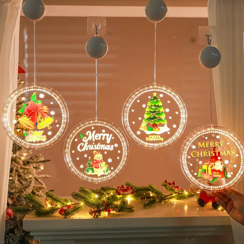 Christmas Decorations 3D Christmas Lamp Window Hanging Sucker Lamp LED Window Light Shop Ornaments Room Colored Christmas Decorative Lamp 2024 231109