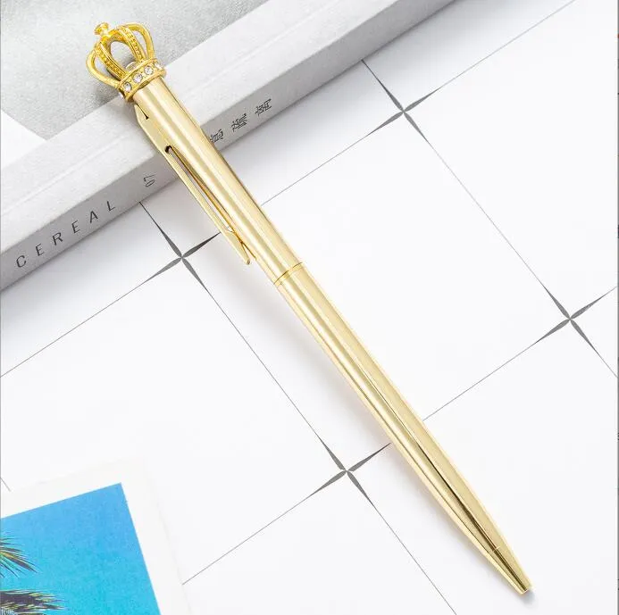 Kreatywność Crown Ballpoint Pen with Diamond Metal Student Writing Ballpoint School Office Supplies Festival Prezent konfigurowalne logo