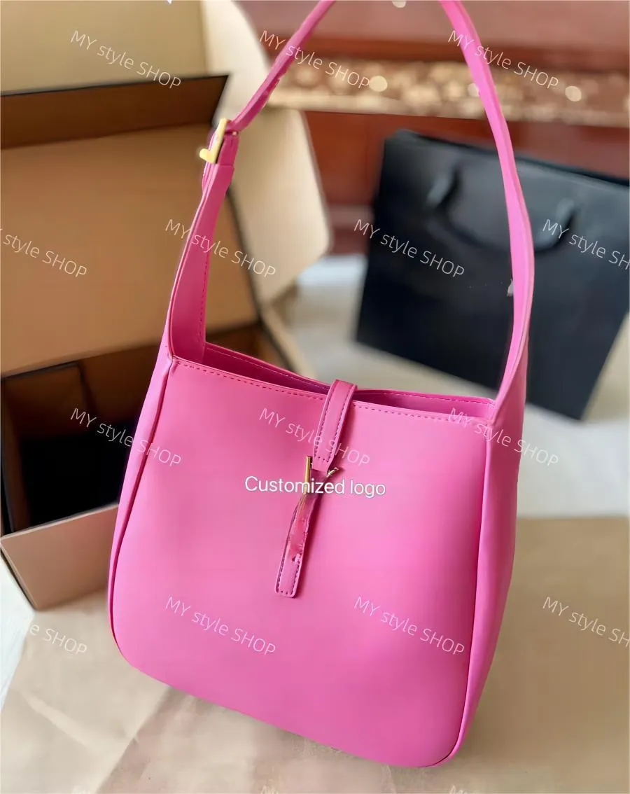 Sacs de créateurs Sac Hobo 5A Sac à main à bandoulière Chaîne en cuir Double lettre Boucle de couleur unie Bande carrée Lady Sling Crossover Messenger Sac rose chaud Livraison gratuite AA8