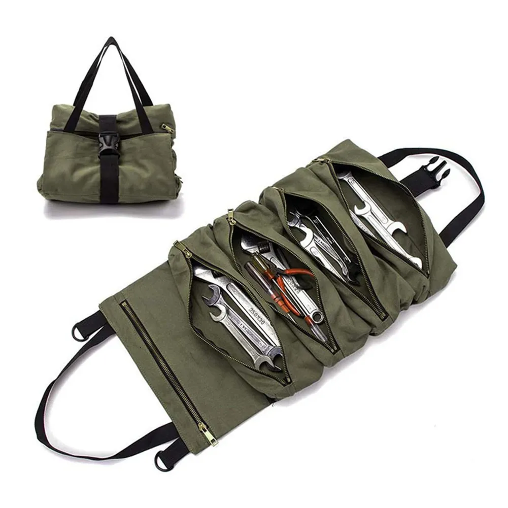 Sac à outils Sac à outils de travail Rouleau à outils Rouleau à outils multi-usages Sacs à enrouler Clé Pinces Rouleau Sac Pochette Outils suspendus Zipper Tote 230413