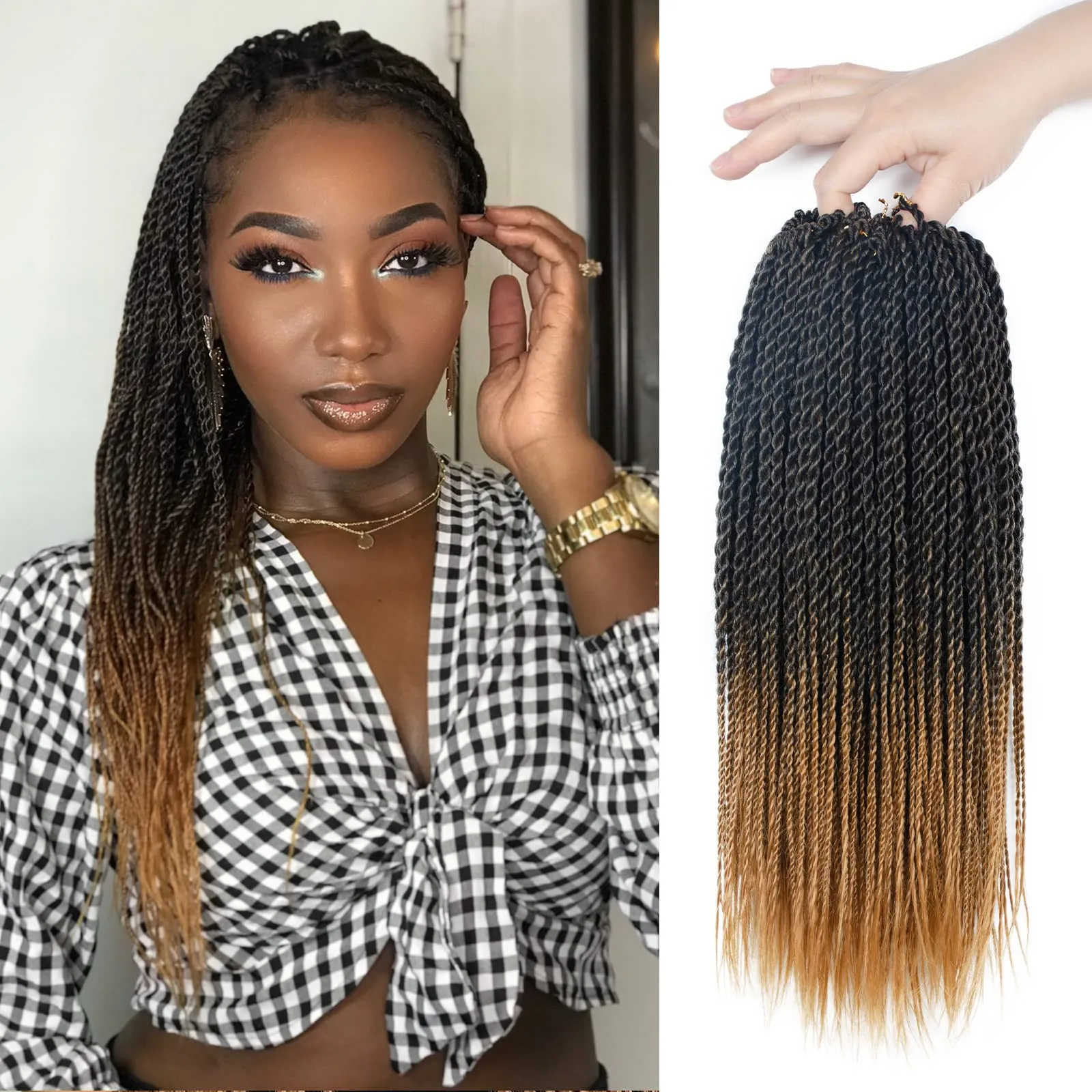 14 and 18 Synthetic Box Braids Crochet Hair Prelooped Box Braid Hair  Synthetic Hair for Black Women (22 Strands/Pack, Ombre) - AliExpress