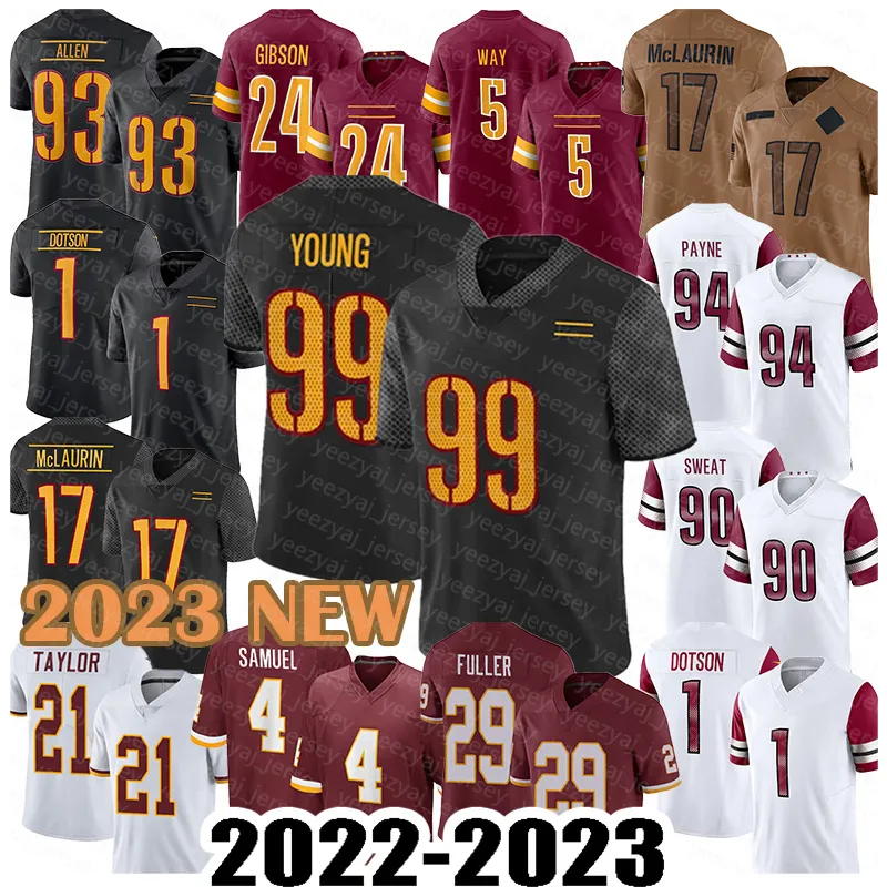 Terry McLaurin Camisa de futebol Man Chase Young Jahan Dotson Antonio Gibson Jonathan Allen Tress Way Daron Payne Washingtons Jamin Davis Comandantes Efe Obada A02