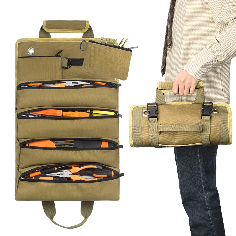 Tool Bag Multi-Purpose Tool Roll Bag Electrician Kit Roll-type Electrician Bag Storage Bag Hanging Bag Vehicle-mounted Hardware Kit 230413