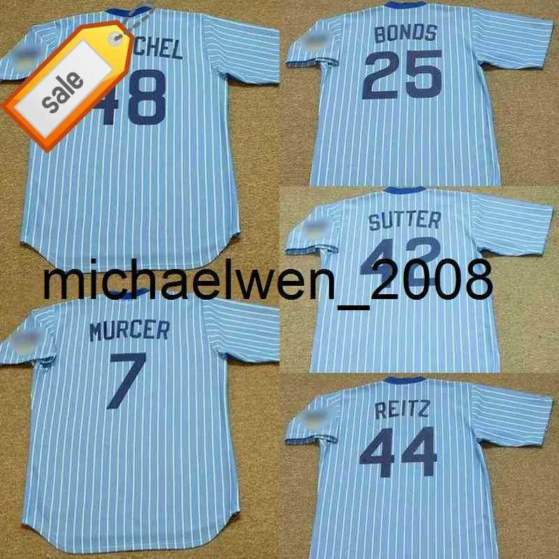 Mich28 Baseball 7 Bobby Murcer 25 Bobby Bonds 42 Bruce Sutter 44 Ken Reitz 48 Rick Reuschel Baseball Jersey Men Youth Women Syched S-4XL