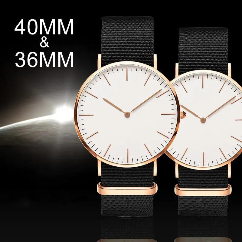 New Mens Womens Watch Dw Quartz Fashion Casual Watches Daniels Nylon Strap Clock328m