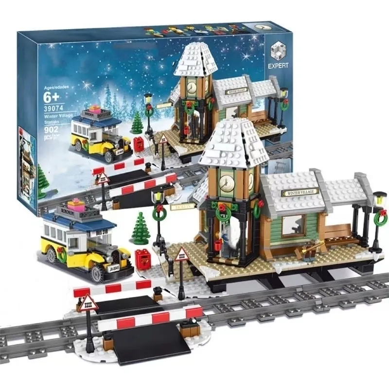 Diecast Model Christmas Gift Winter Village Station Compatible med 10259 36011 Byggnadsblock Toy for Kids 231110