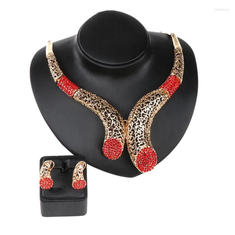 Ketting Oorbellen Set Italië Design Dames Bruidskostuum Choker Verklaring Kristallen Kettingen Oorbel Bruiloft Feestcadeau