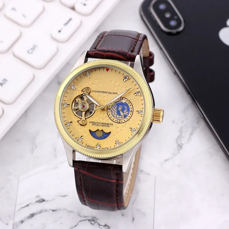 Role Orologi da polso da uomo 2023 Nuovi orologi da uomo 40mm tourbillon Orologio meccanico automatico Top Luxury Brand Cinturino in pelle Moon Phase uomo Moda Montre de luxe