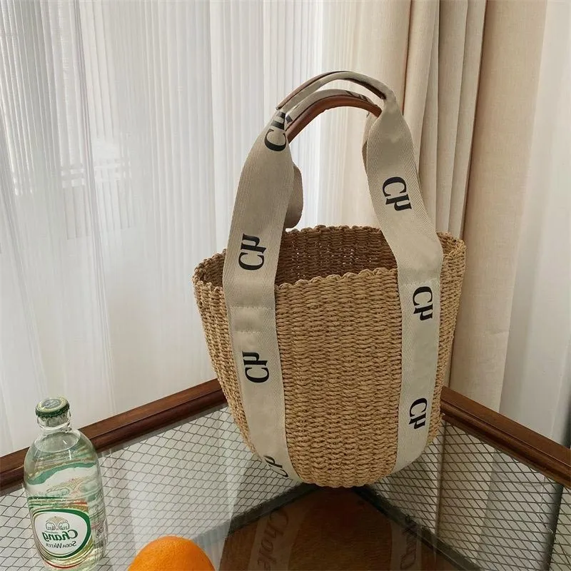 Fashion straw bags for women beach woody totes bag shopping traveling unique linen lining summer borse woven process luxurys handbags nice XB015 E23