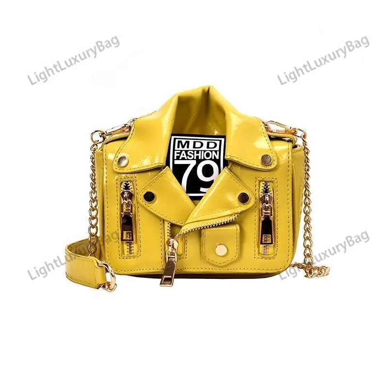 Brand Design Chain Motorcycle Bags Women Clothing Shoulder Rivet Zipper Jacket Bag Messenger Bag Women Leather Handbags