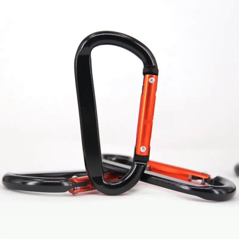 Caribeener Carabiner Clip Black Carabiner Double Rivet D Shape Buckle - Nyckelringar, camping, vandringstillbehör, karabiners för låsning av hund koppel, sele, yogaswing, gym